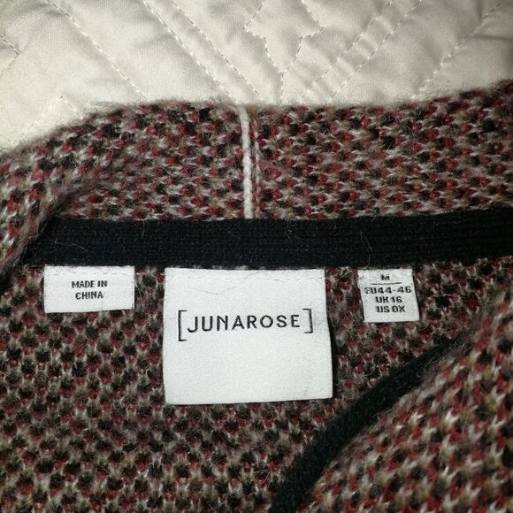 Junarose Abstract Color Block Print Open Front Chunky Knit Cardigan Plus Size 0X - Picture 9 of 12